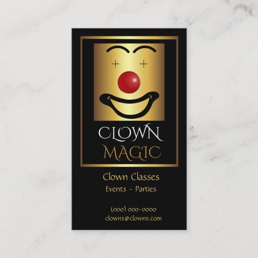 Gold Red Nose Clown-Logo Visitenkarte (Vorderseite)