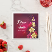 Gold Red Orchids Floral Modern Boho Serviette (Beispiel)