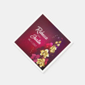 Gold Red Orchids Floral Modern Boho Serviette (Ecke)