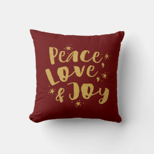 Gold Red Peace Liebe & Freude Weihnachten Kissen