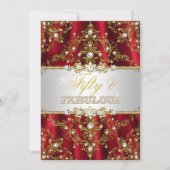 Gold Red Pearl Damask 50 und fabelhafte Einladung (Vorderseite)