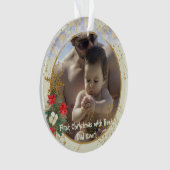 Gold Red Poinsettia Tree Park Bestes Foto Ornament (Vorderseite)