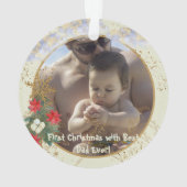 Gold Red Poinsettia Tree Park Bestes Foto Ornament (Rückseite)