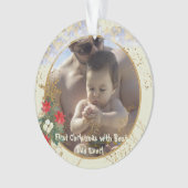 Gold Red Poinsettia Tree Park Bestes Foto Ornament (Vorderseite)