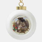 Gold Red Poinsettia Trees Sparks Weihnachtsfeierli Keramik Kugel-Ornament (Vorderseite)