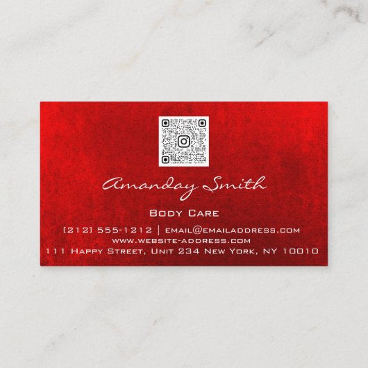 Gold Red Quality Nails Script QR-Logo Visitenkarte (Rückseite)