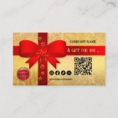 Gold Red Ribbon Weihnachtskarte Rabattkarte (Vorderseite)