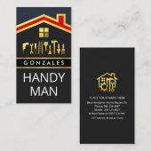 Gold Red Roof With Handyman Tools Visitenkarte (Vorne/Hinten)