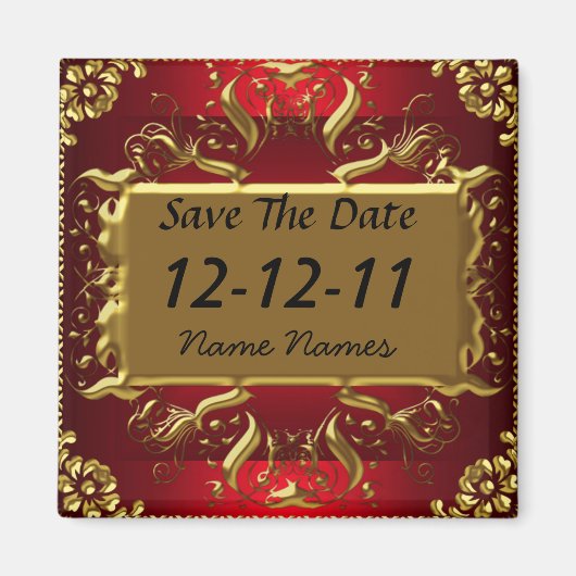Gold Red Save the Date Red Magnet (Vorne)
