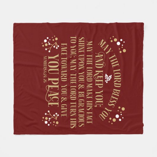 Gold Red Sessing Numbers Scripting Gebet Fleecedecke (Vorderseite (Horizontal))