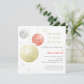 Gold Red Silver Winter Retirement Party Einladung (Stehend Vorderseite)