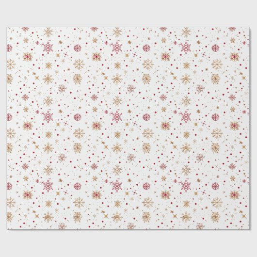 Gold Red Snowflake Christmas Wrapping Paper Geschenkpapier (Flach)