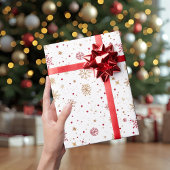 Gold Red Snowflake Christmas Wrapping Paper Geschenkpapier