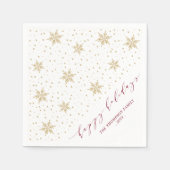 Gold & Red Snowflakes Weihnachtsfeier Serviette (Vorderseite)