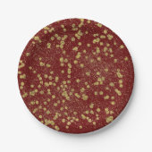 Gold Red Sparkle Confetti Dots Pappteller (Vorderseite)