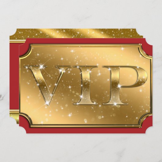 Gold & Red Sparkle Glam VIP Party Event Ticket Einladung (Vorne/Hinten)