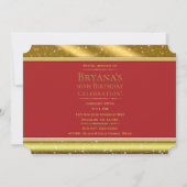 Gold & Red Sparkle Glam VIP Party Event Ticket Einladung (Rückseite)