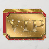 Gold & Red Sparkle Glam VIP Party Event Ticket Einladung (Vorne/Hinten)