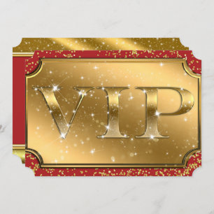 Gold & Red Sparkle Glam VIP Party Event Ticket Einladung