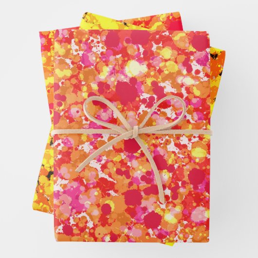 Gold Red Splatted Paint Geschenkpapier Set (Beispiel)