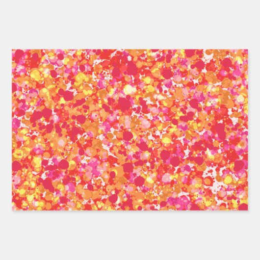 Gold Red Splatted Paint Geschenkpapier Set (Vorderseite)