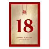 Gold Red Tall Rectangle Double Xi Chinesische Hoch Tischnummer (Vorderseite)
