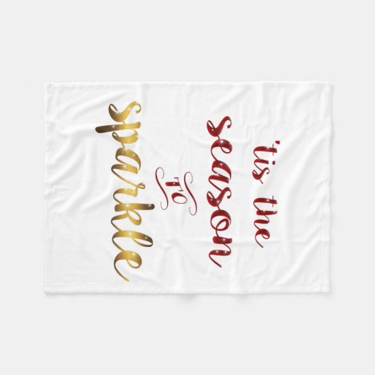 Gold Red Tis The Season To Sparkle Handwriting Fleecedecke (Vorderseite (Horizontal))