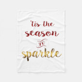 Gold Red Tis The Season To Sparkle Handwriting Fleecedecke (Vorderseite)