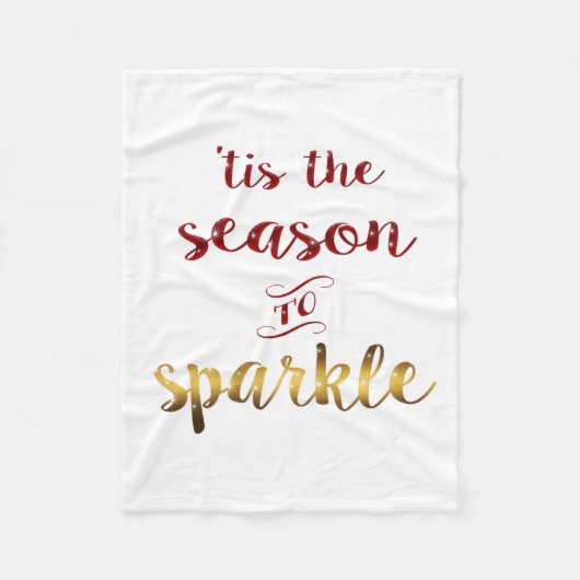 Gold Red Tis The Season To Sparkle Handwriting Fleecedecke (Vorderseite)
