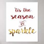 Gold Red Tis The Season To Sparkle Handwriting  Poster (Vorne)