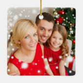 Gold Red Tree Foto Script Frohe Weihnachten Keramikornament (Rückseite)