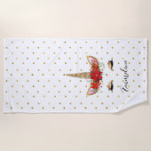 Gold Red Unicorn Strandtuch (Vorderseite)