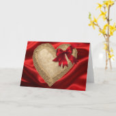 Gold Red Valentine's Day Lace Heart Card Karte (Gelbe Blume)