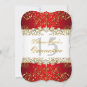 Gold Red Vintag Glamour Quinceanera Einladung (Vorderseite)