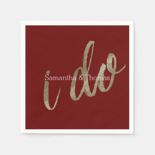 Gold Red WaterColor I Do Serviette