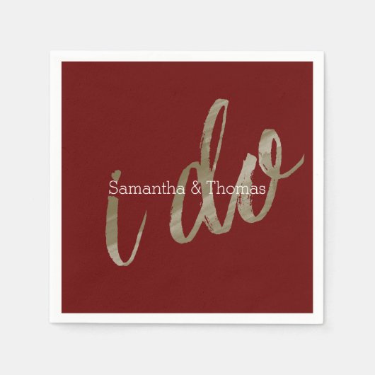 Gold Red WaterColor I Do Serviette (Vorderseite)