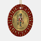 Gold Red White Diamonds Christmas Nutcracker Keramik Ornament (Rechts)