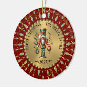 Gold Red White Diamonds Christmas Nutcracker Keramik Ornament (Links)