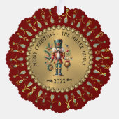 Gold Red White Diamonds Christmas Nutcracker Ornament Karte (Rückseite)
