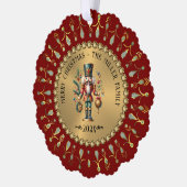 Gold Red White Diamonds Christmas Nutcracker Ornament Karte (Links)
