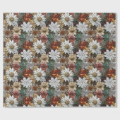 Gold Red White Floral Geschenkpapier (Flach)