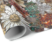 Gold Red White Floral Geschenkpapier (Rolleneckpunkt)
