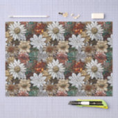 Gold Red White Floral Seidenpapier (Handwerk)