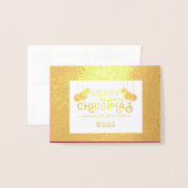 Gold Red White Frohe Weihnachten und Glück Neues J Folienkarte (Vorderseite mit Umschlag)