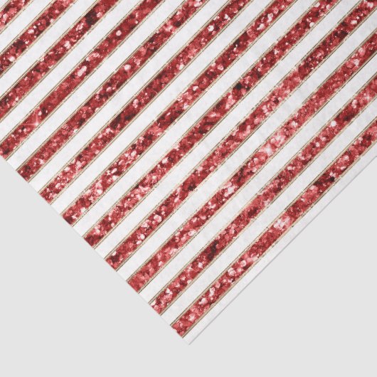 Gold Red White Glitzer Streifen Weihnachten Seidenpapier (Detail)