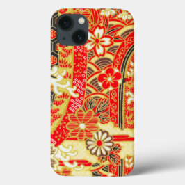 Gold Red White Japanisch Kimono Blume Case-Mate iPhone Hülle