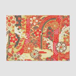 Gold Red White Japanisch Kimono Floral Decoupage Seidenpapier