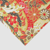 Gold Red White Japanisch Kimono Floral Decoupage Seidenpapier (Ausschnitt)
