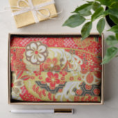 Gold Red White Japanisch Kimono Floral Decoupage Seidenpapier (Geschenk)