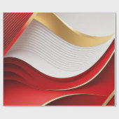 Gold Red White Wavy Muster Wrapping Paper Geschenkpapier (Flach)